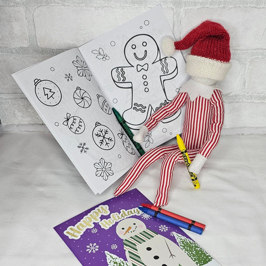 Holiday coloring book and crayons