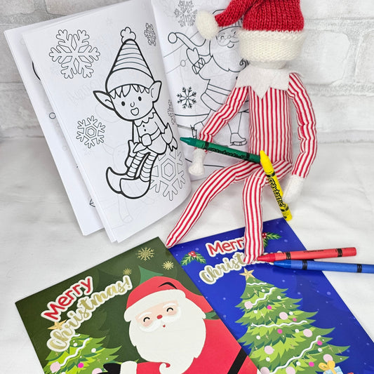 Holiday coloring book and crayons